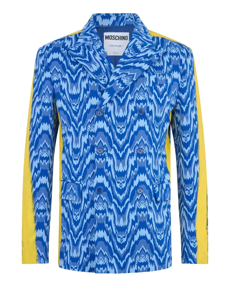 Moschino double-breasted chevron-print blazer - Blau Blau