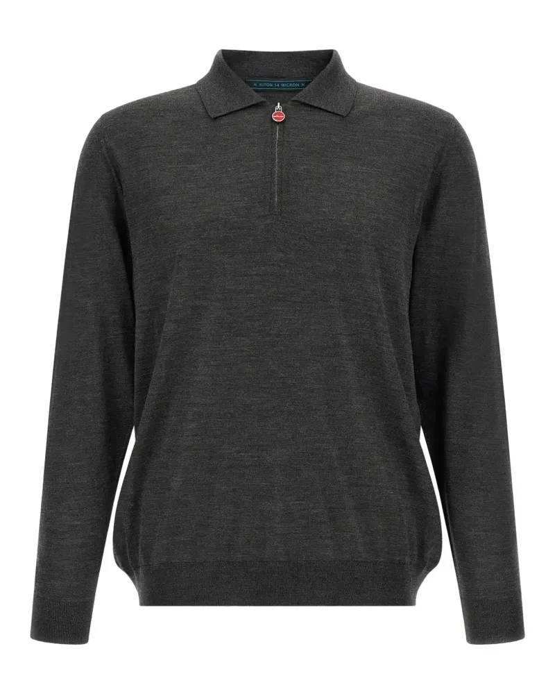 Kiton half-zip wool polo shirt - Grau Grau