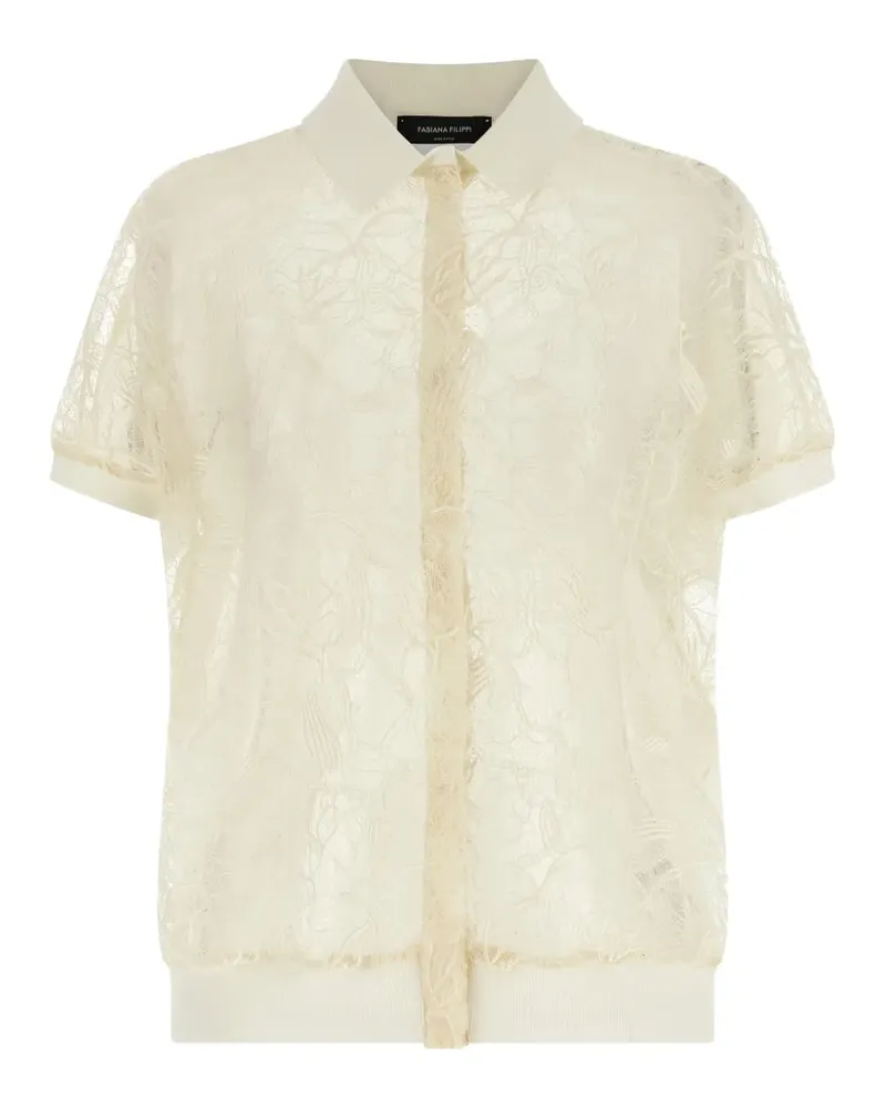Fabiana Filippi lace-detail short-sleeve cardigan - Nude Nude