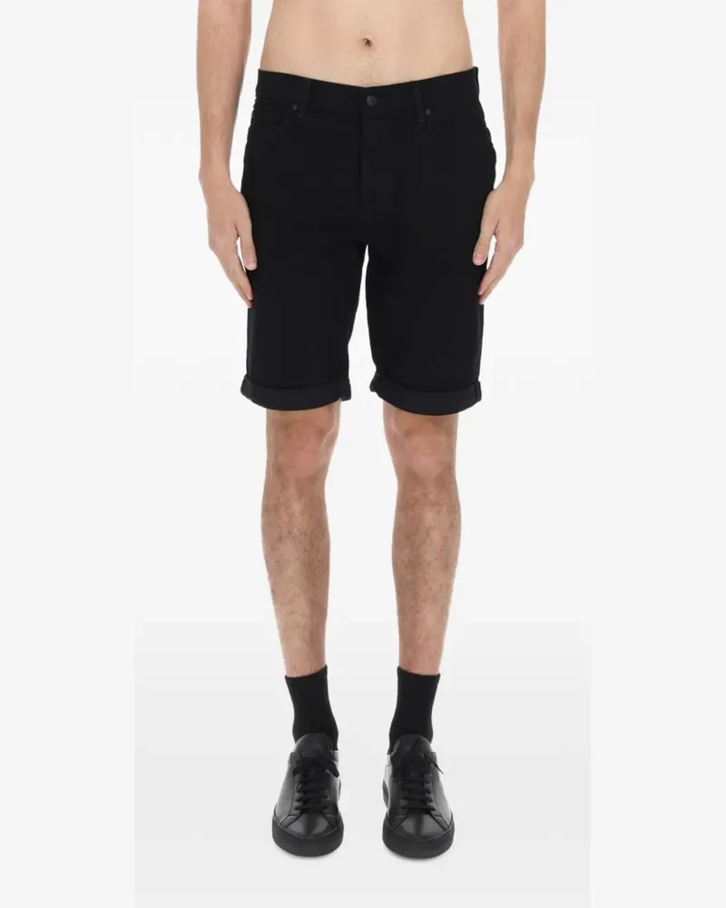 HUGO BOSS tapered-fit shorts in black stretch-denim - Schwarz Schwarz