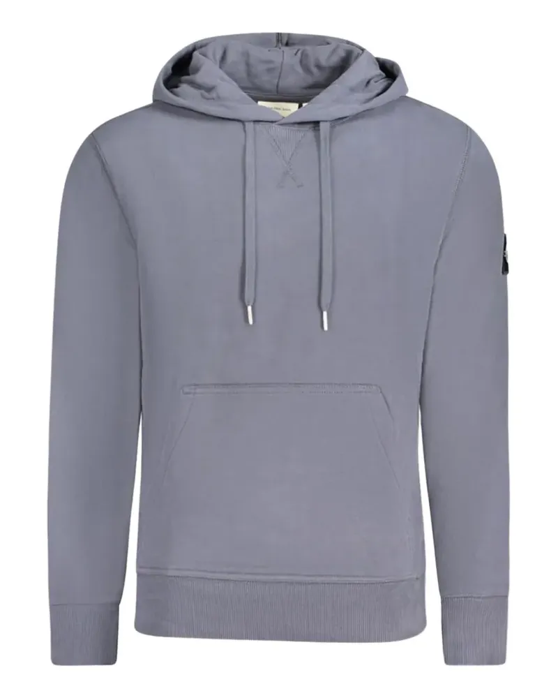 Calvin Klein logo-patch drawstring hoodie - Blau Blau