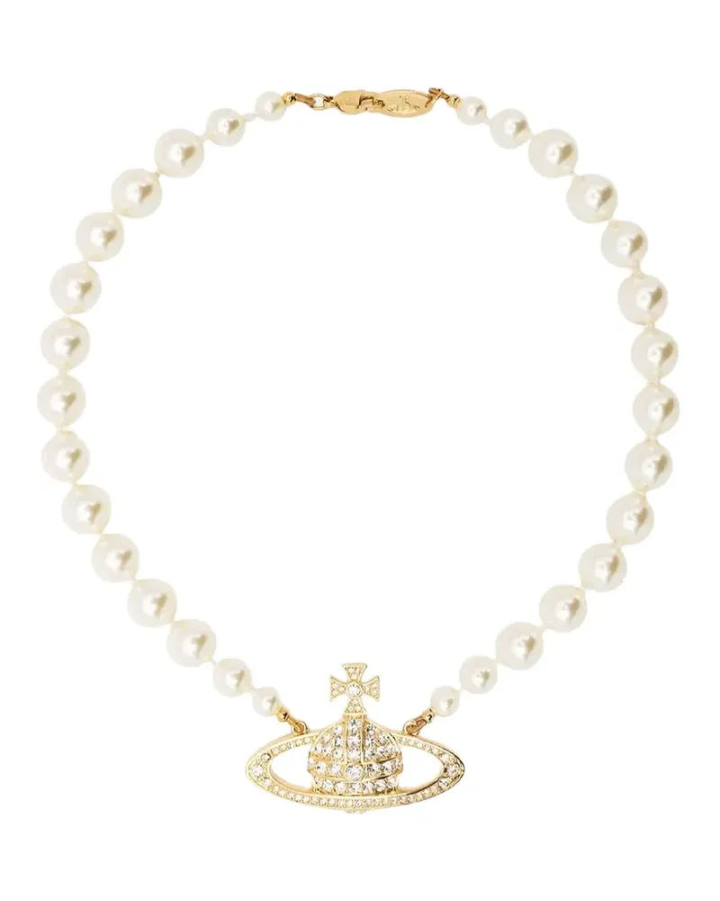 Vivienne Westwood One Row Bas Relief Choker mit Orb - Gold Gold