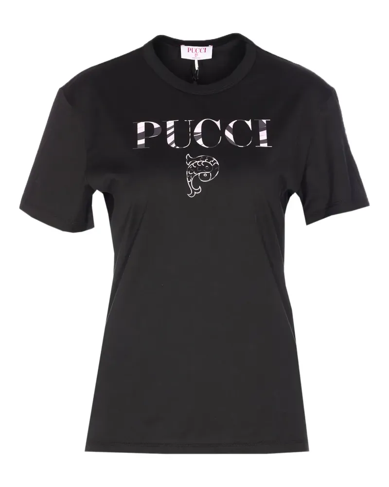 Emilio Pucci T-Shirt mit Logo-Grafik - Schwarz Schwarz