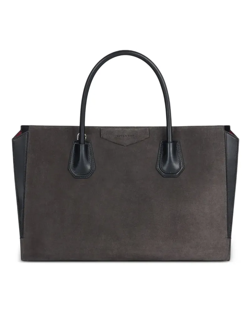 Givenchy Mittelgroße Antigona Catchall Tasche aus Wildleder - Grau Grau