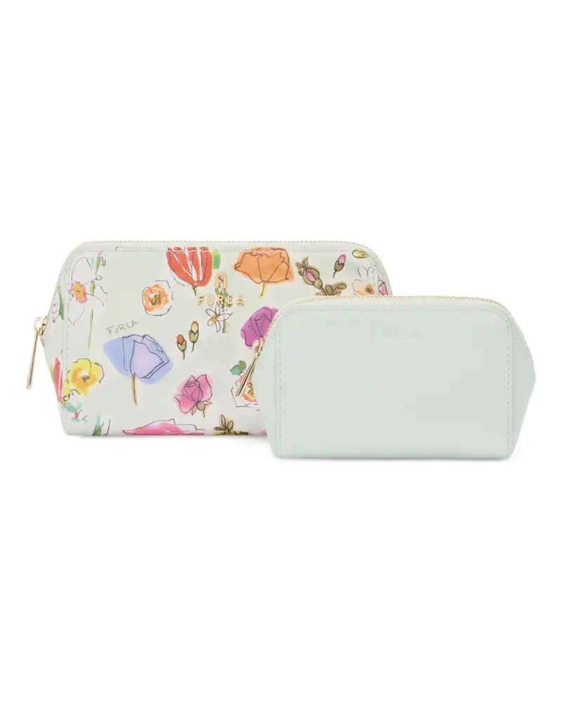 Furla Kosmetiktasche mit Blumen-Print - Weiß Weiß