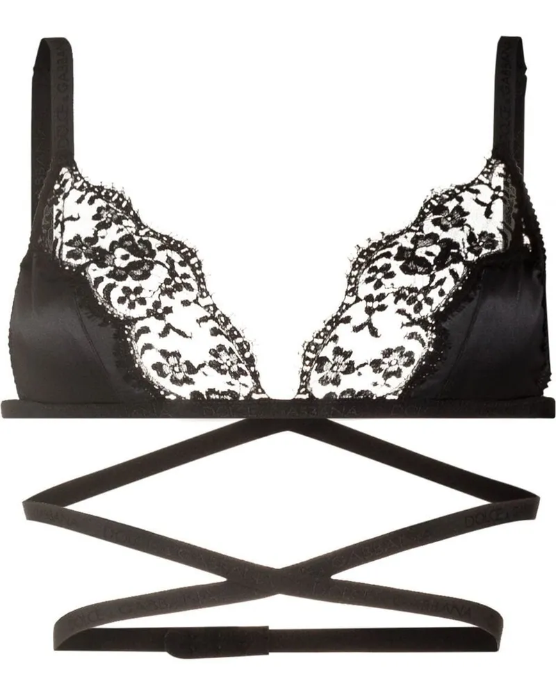Dolce & Gabbana Satin-BH mit Spitze - Schwarz Schwarz