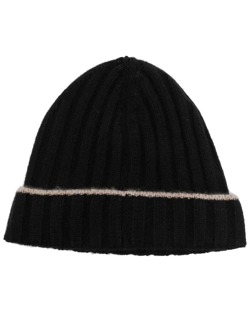 Brunello Cucinelli Gerippte Beanie aus Kaschmir - Schwarz Schwarz