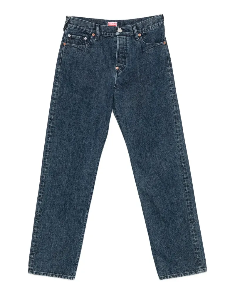 Kenzo Signature logo-embroidered straight-leg jeans - Blau Blau