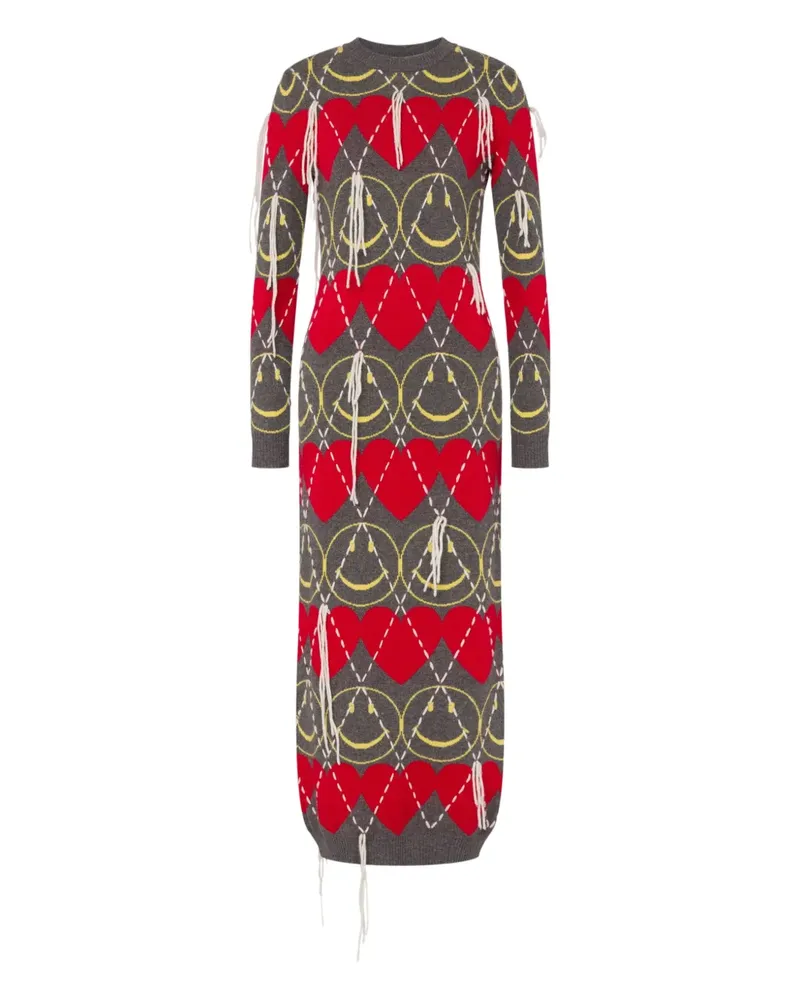 Moschino heart-pattern midi dress - Grau Grau