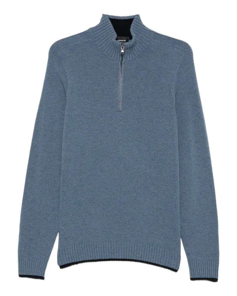 Arovescio Gerippter Pullover mit Reißverschluss - Blau Blau