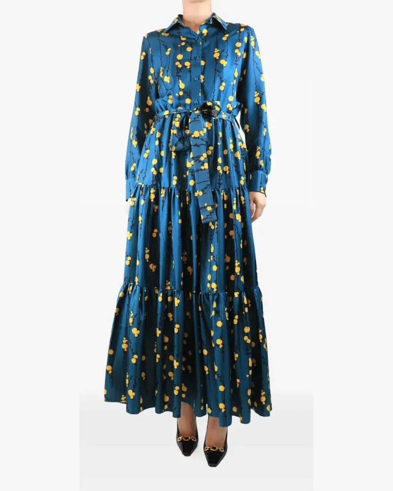 La DoubleJ floral-print belted maxi dress - Blau Blau