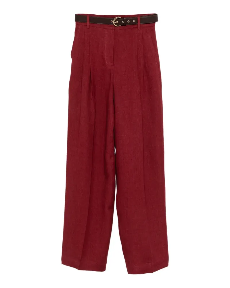Max Mara Plissierte Hose mit Gürtel - Rot Rot