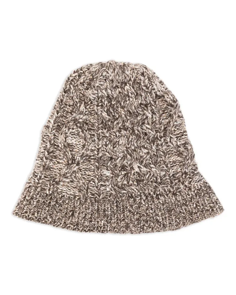 Missoni sequin-embellished cable-knit beanie hat - Nude Nude