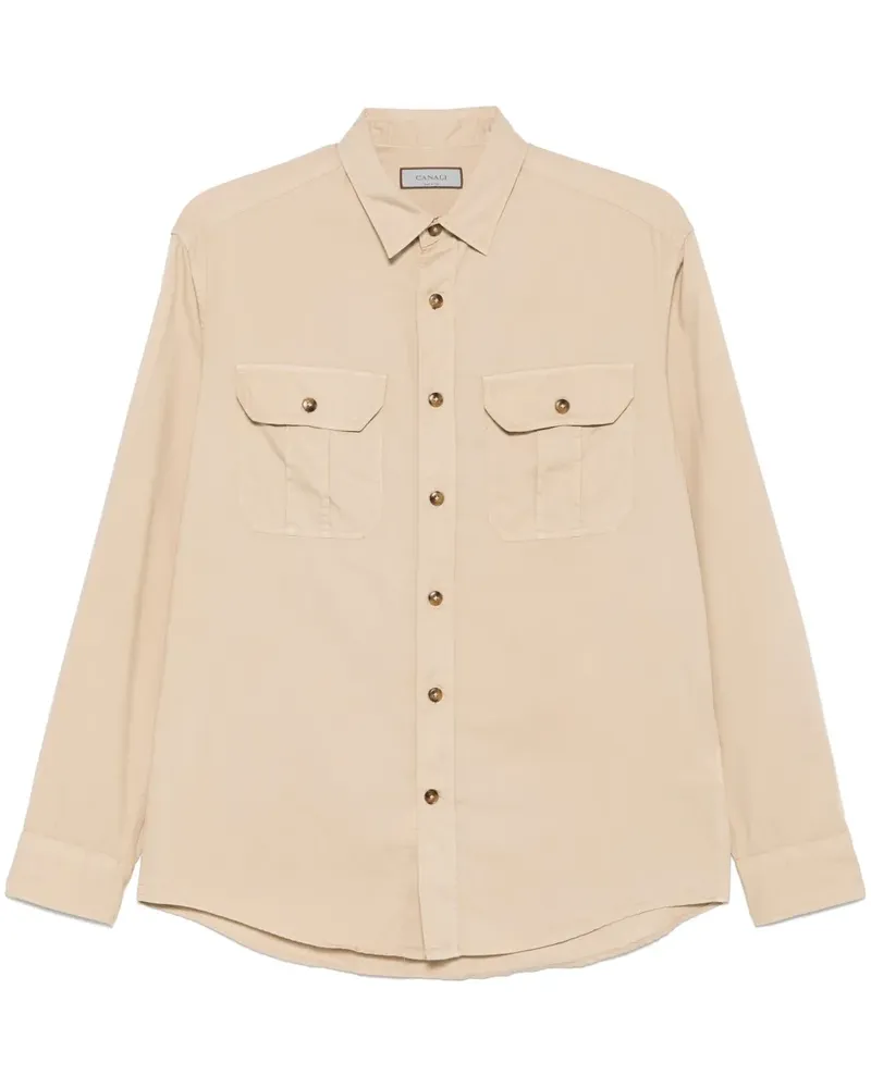 Canali Klassisches Twill-Hemd - Nude Nude