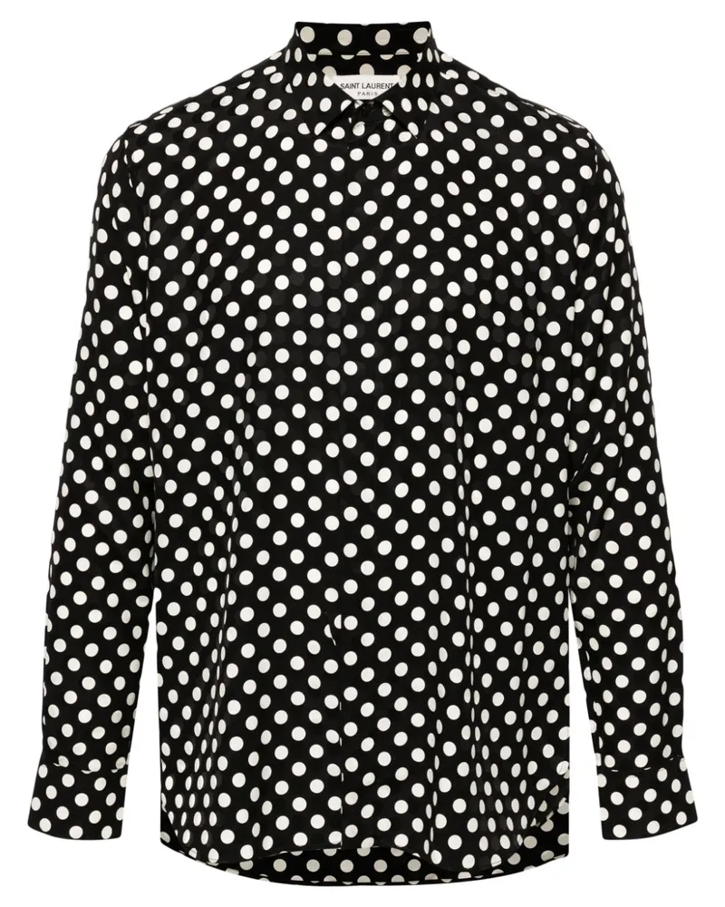 Saint Laurent Seidenhemd mit Polka Dots - Schwarz Schwarz