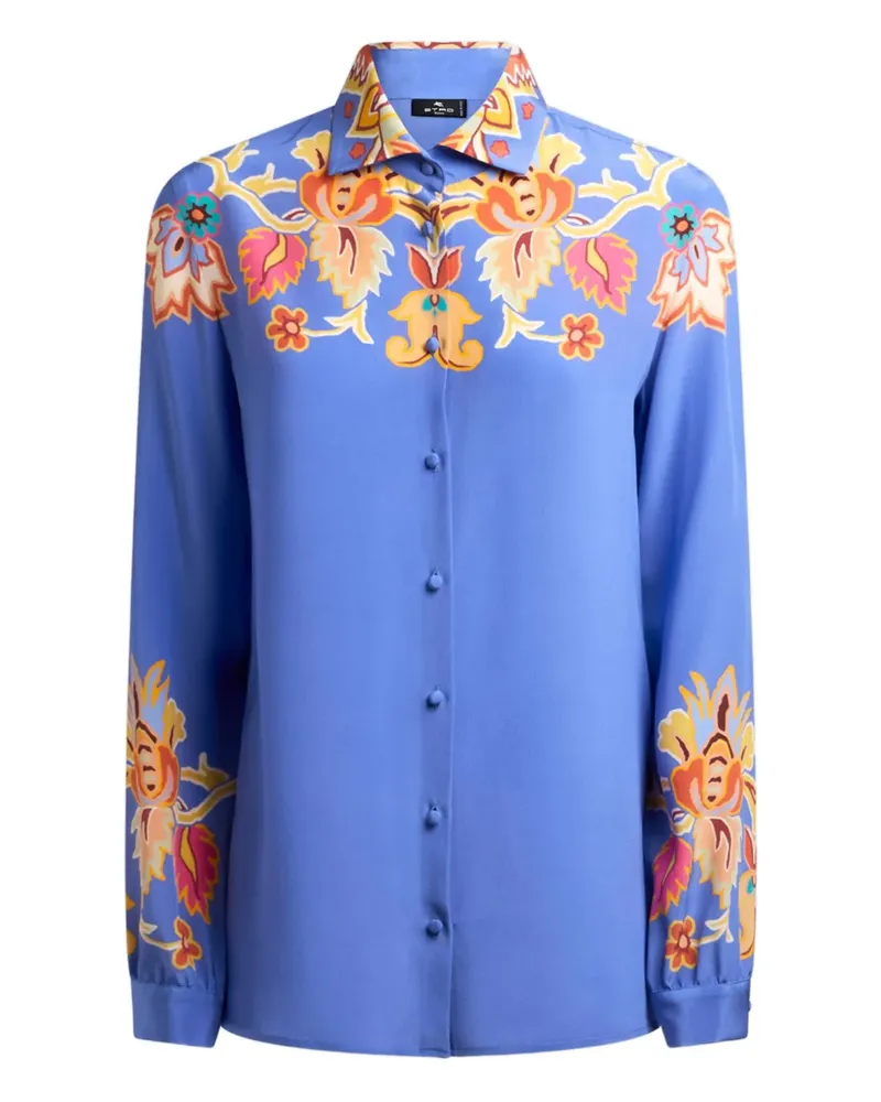 Etro Hemd mit Blumenprint - Blau Blau