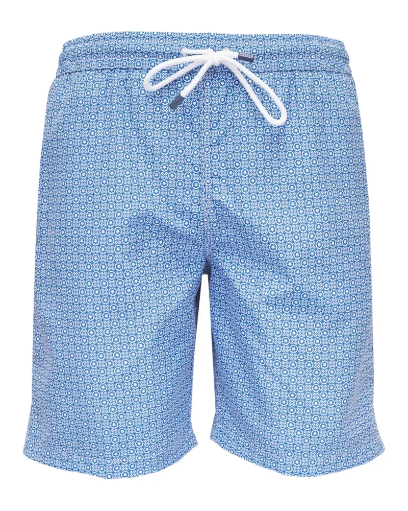 Fedeli drawstring patterned swim shorts - Blau Blau