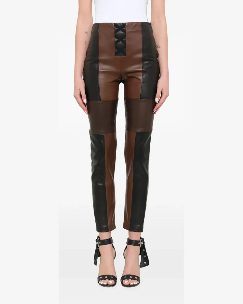 Neil Barrett Lederhose im Patchwork-Look - Schwarz Schwarz