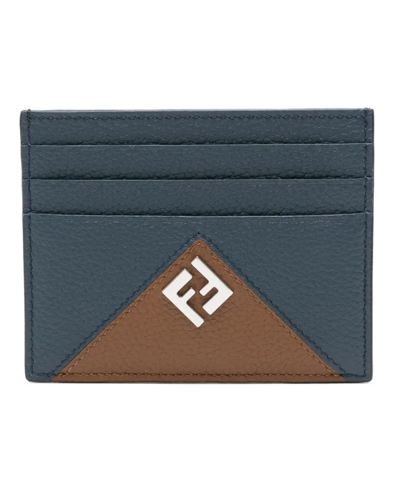 Fendi Kartenetui aus strukturiertem Leder mit Logo-Schild - Blau Blau