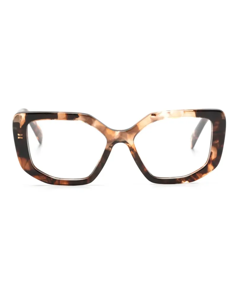 Prada Brille mit Logo-Print - Braun Braun