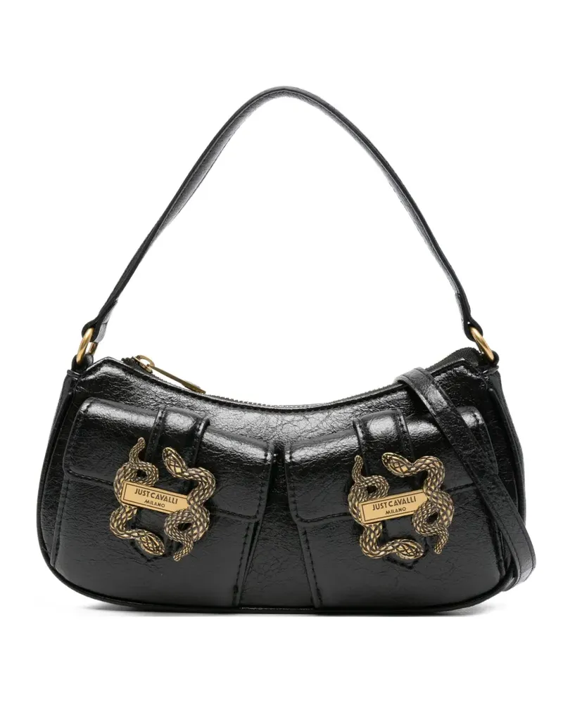 Just Cavalli Schultertasche mit Schlangen-Schnalle - Schwarz Schwarz