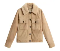Wildlederjacke mit Shearling-Kragen - Nude
