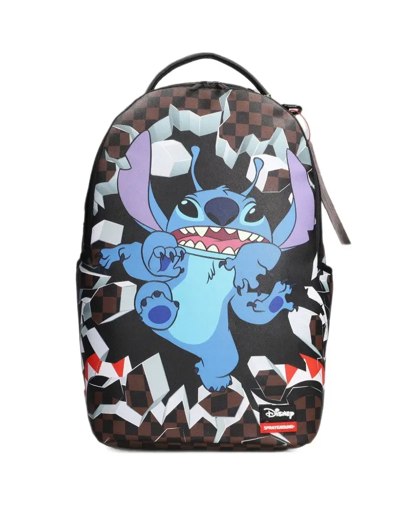 Sprayground x Disney Stitch Breakout Rucksack mit Karomuster - Braun Braun