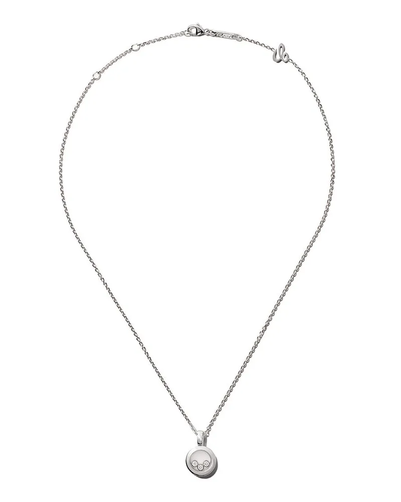 Chopard 18kt 'Happy Diamonds Icons' Weißgoldhalskette mit Diamant - Silber Silber