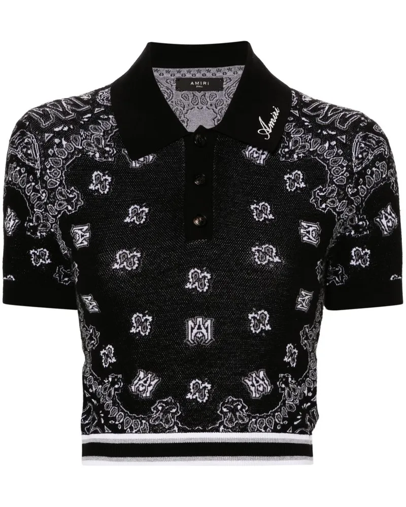 Amiri Poloshirt mit Bandana-Jacquardmuster Schwarz