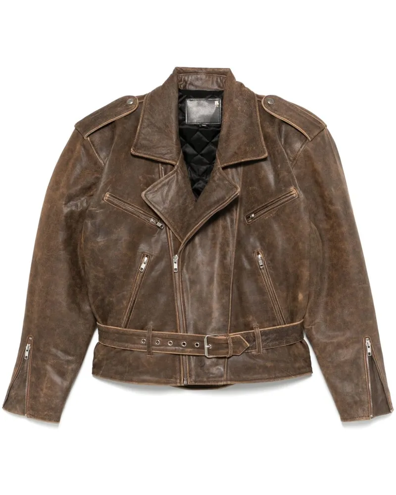 R13 Bikerjacke mit Oversized-Schultern - Braun Braun