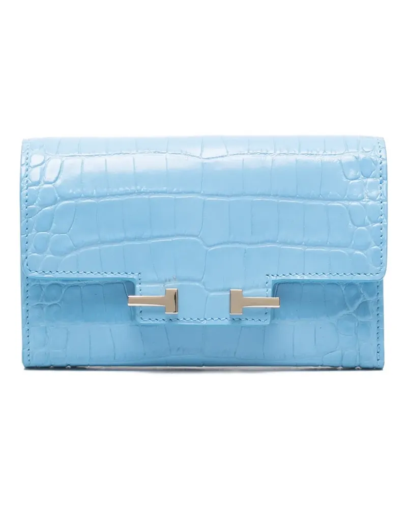 Tom Ford crocodile-effect T-bar wallet - Blau Blau