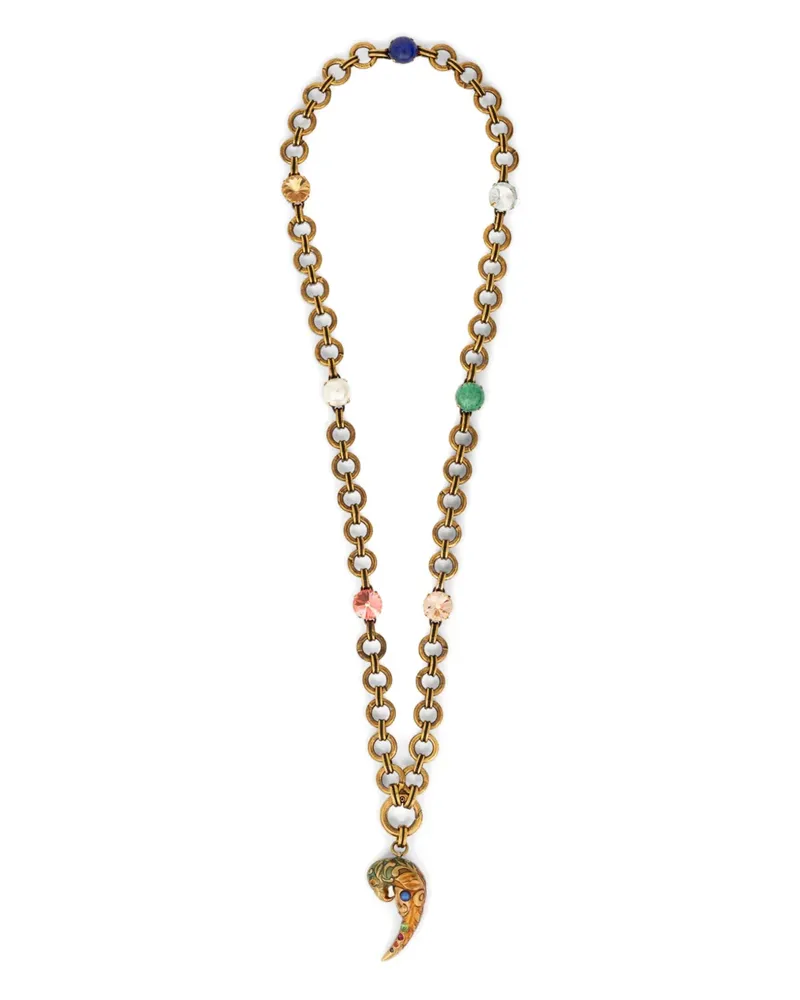 Etro paisley-parrot crystal necklace - Gold Gold