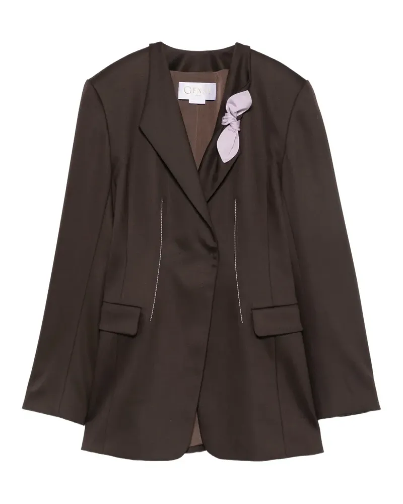 Genny Blazer mit Schleife und Kontrastnähten - Braun Braun