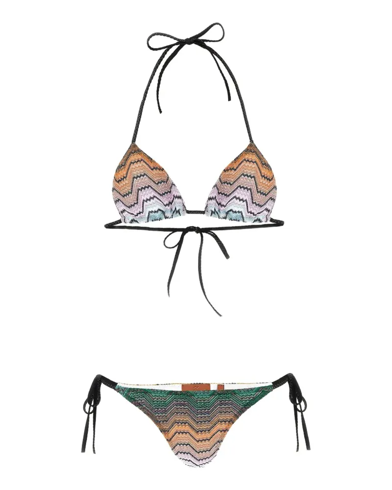 Missoni Greek-motif lamé bikini - Orange Orange