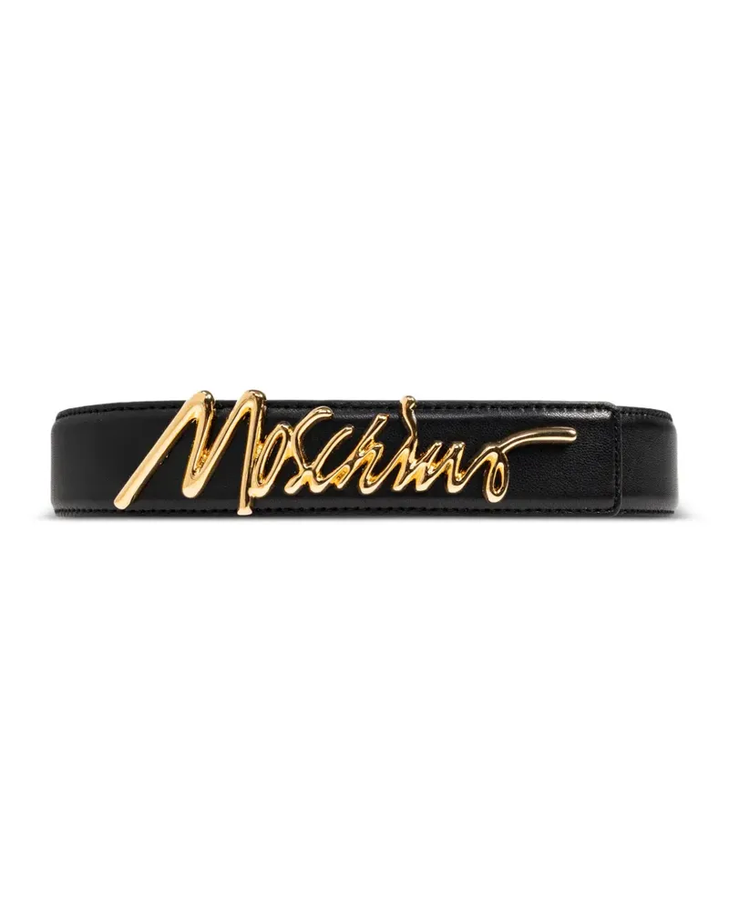 Moschino signature leather belt - Schwarz Schwarz