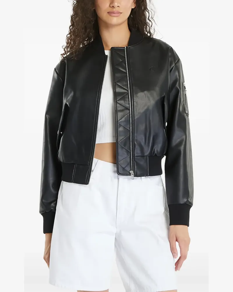 Calvin Klein Bomberjacke aus Faux-Leder - Schwarz Schwarz