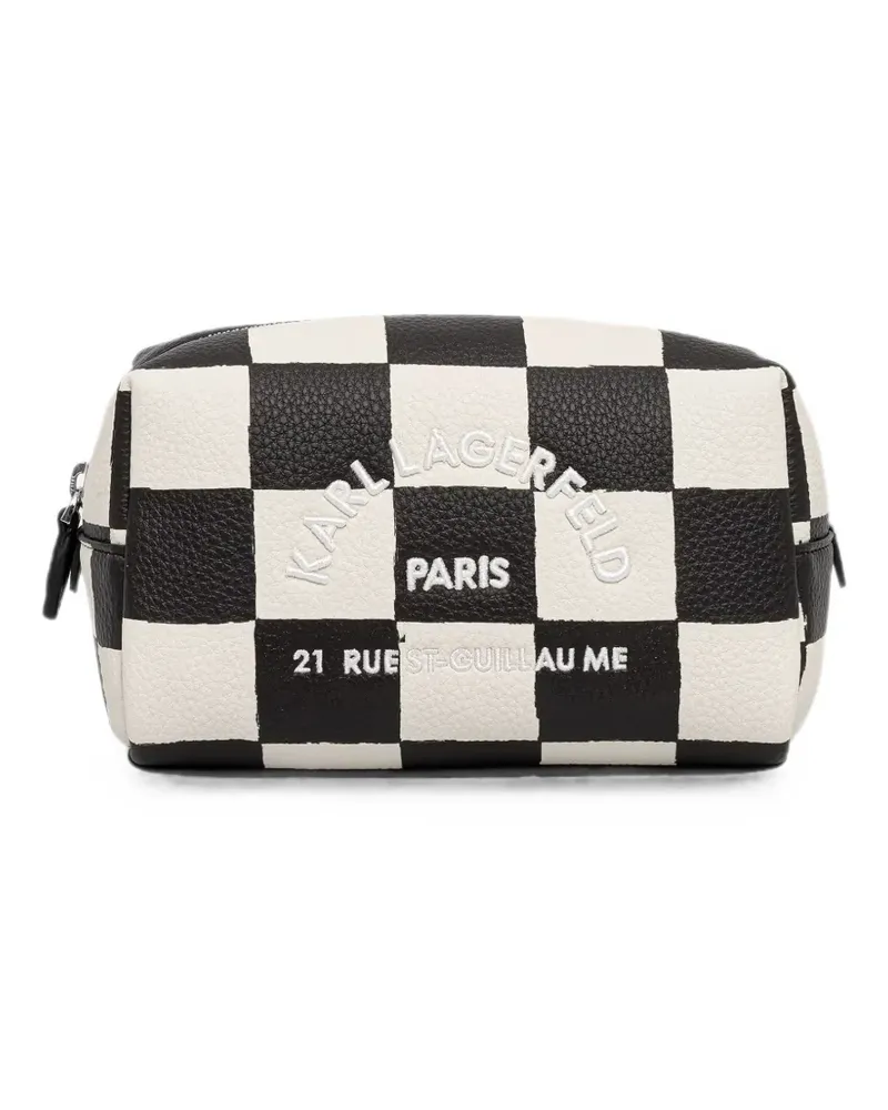 Karl Lagerfeld checkered logo-embroidered make-up bag - Schwarz Schwarz