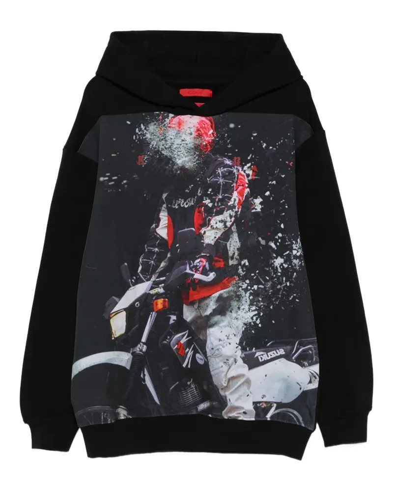 KUSIKOHC Hoodie mit Motorrad-Print - Schwarz Schwarz