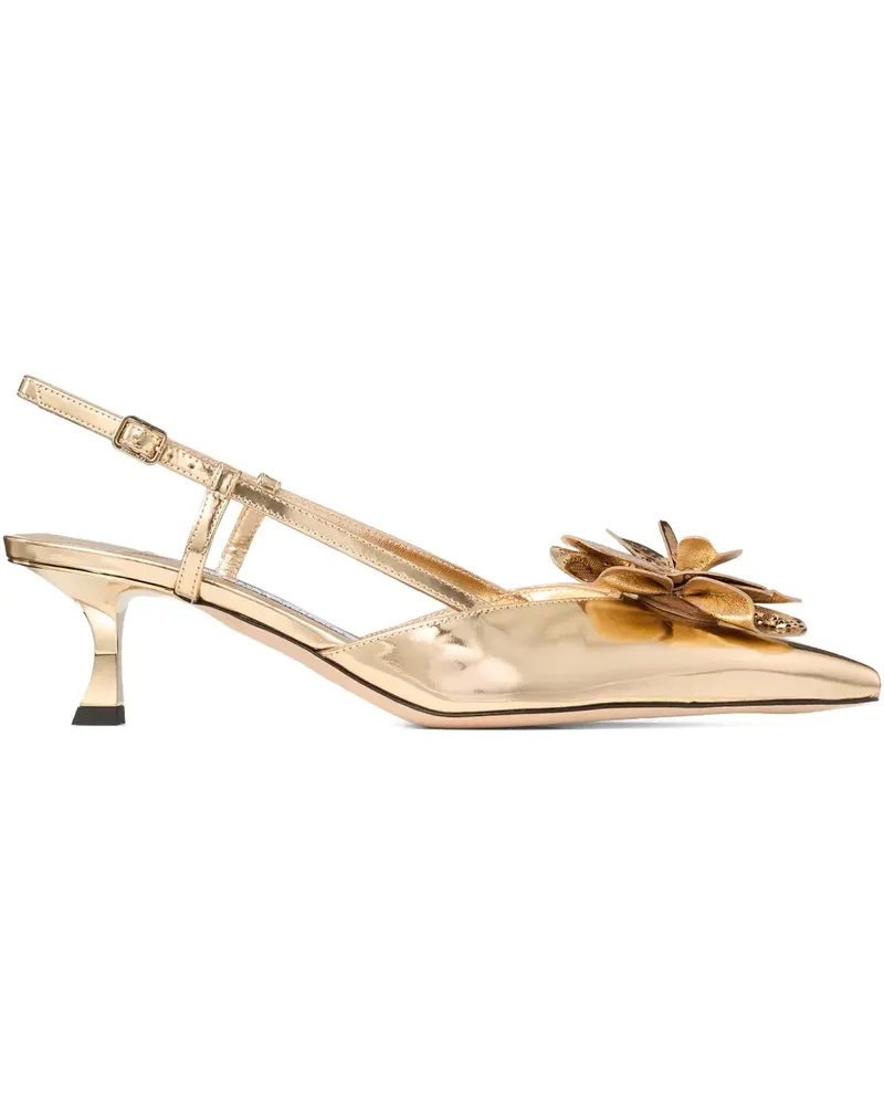 Jimmy Choo Mimmi Slingback-Pumps mit Blumen 50mm - Gold Gold