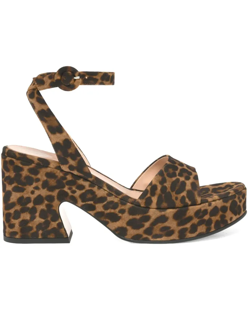 Gianvito Rossi Alma Plateau-Sandalen mit Leoparden-Print - Braun Braun
