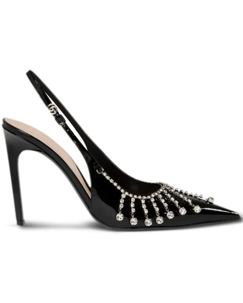 Gucci Pumps mit Kristallkette 105mm - Schwarz Schwarz