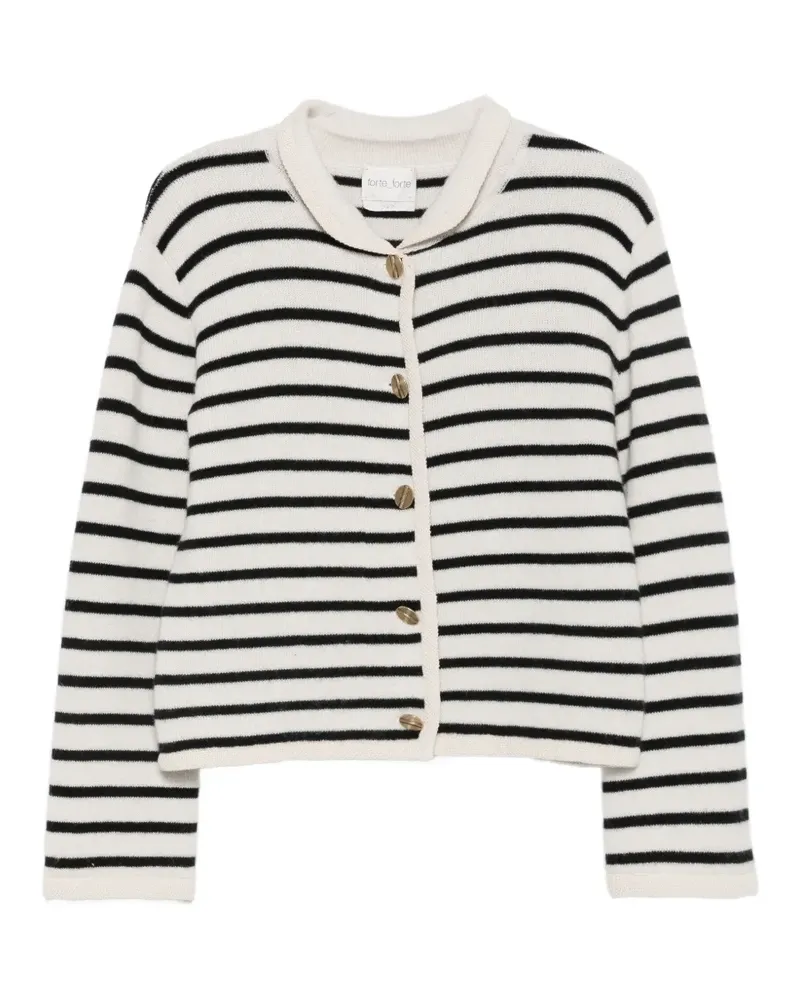 forte_forte Gestreifter Cardigan mit Knöpfen - Nude Nude