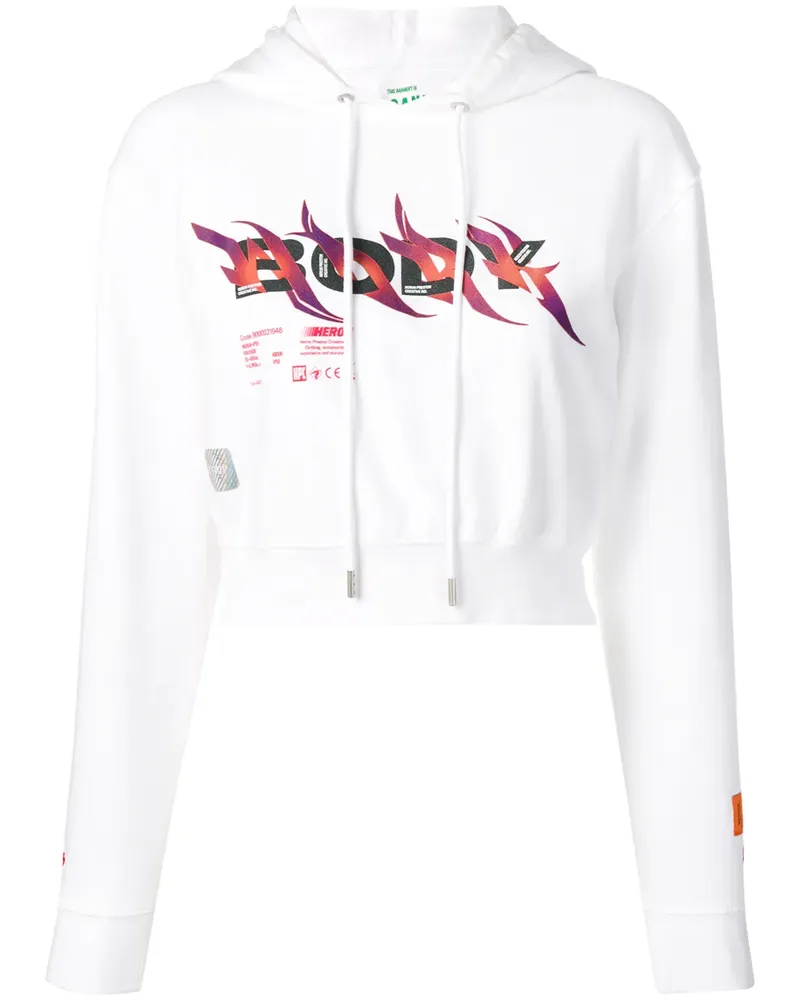 Heron Preston Cropped-Kapuzenpullover mit Print - Weiß Weiß