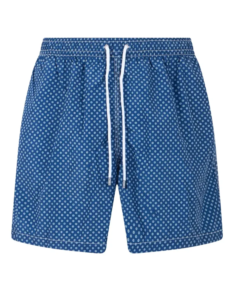 Fedeli geometric-print drawstring swim shorts - Blau Blau