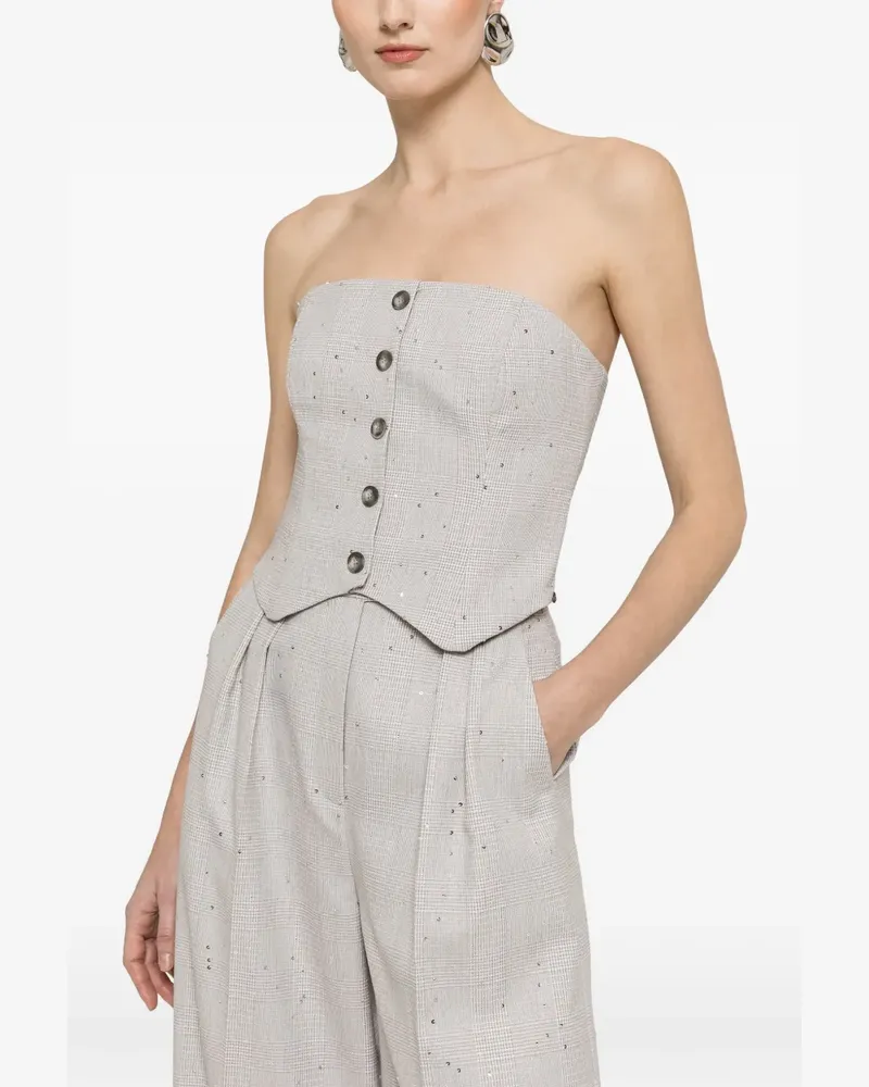 NISSA sequin-detail corset top - Grau Grau