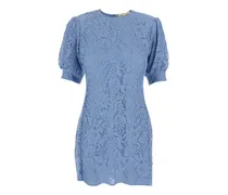 Kleid aus Spitze mit Puffärmeln - Blau