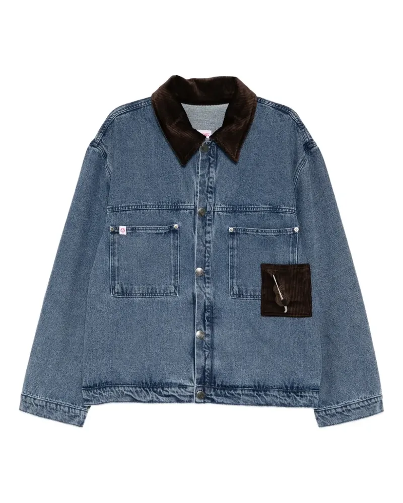 Charles Jeffrey Loverboy corduroy patched denim jacket - Blau Blau