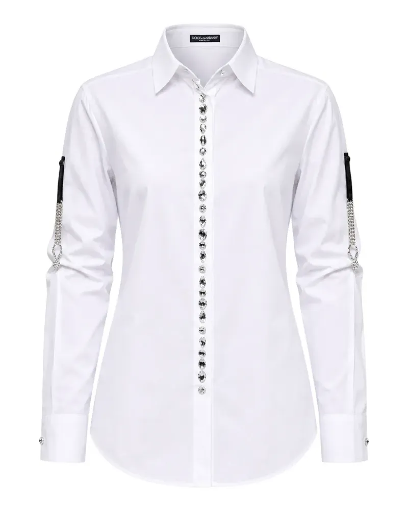 Dolce & Gabbana crystal-embellished chain-detail shirt - Weiß Weiß