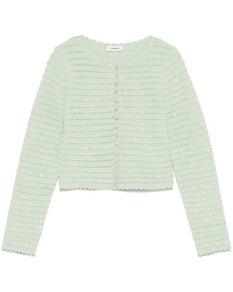 Sandro Cardigan mit Kristallen - Grün Grün