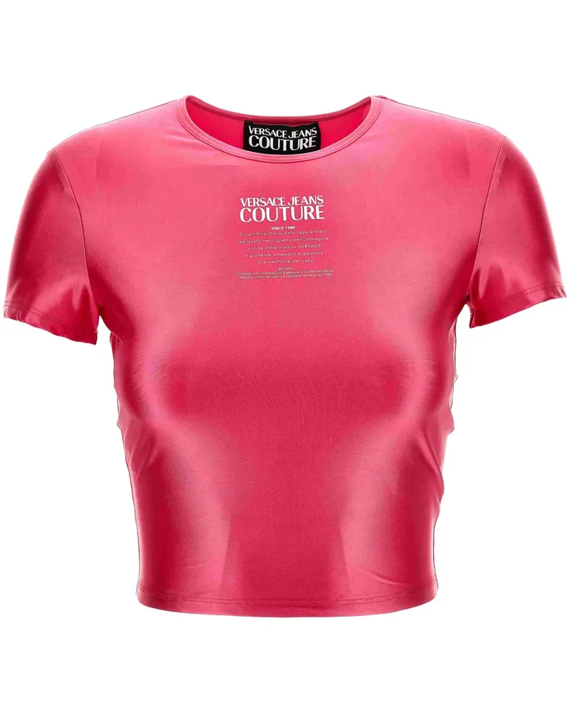 Versace Jeans T-Shirt mit Logo-Print - Rosa Rosa